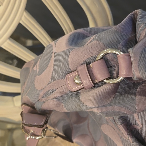 Coach Mauve and Gray Signature Shoulder bag with Mauve Adjustable handle - Picture 7 of 9